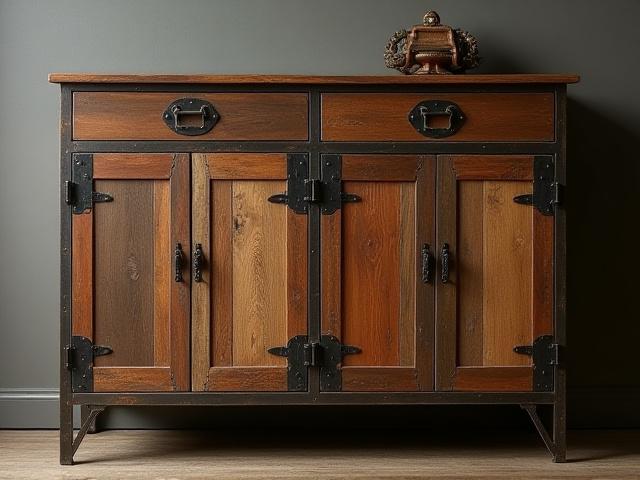 Opbevaringsskab i genanvendt træ og metal